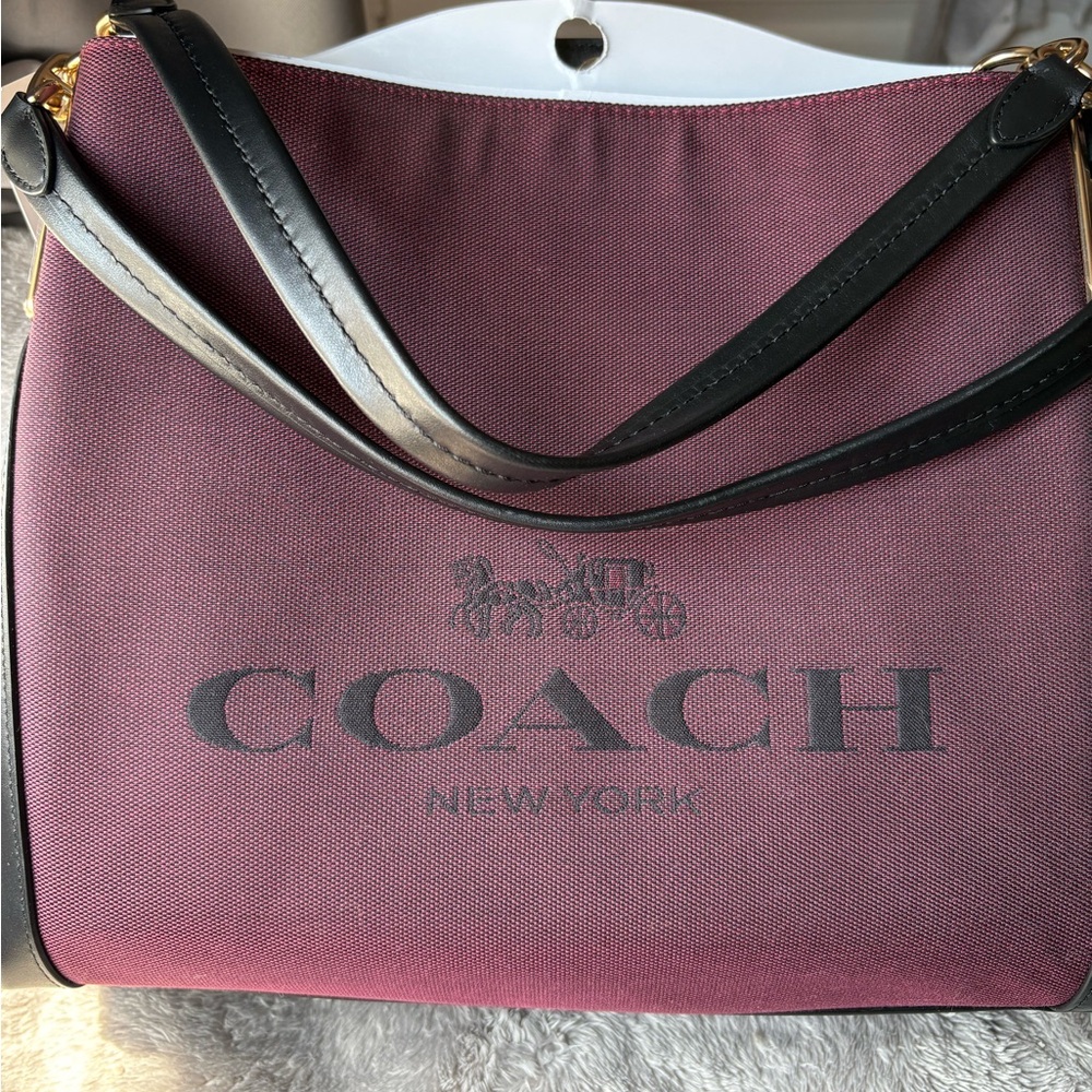 COACH Exclusive Coach Jacquard Dalton 31 Shoulder Bag Black Cherry NWT